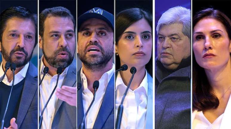 Nunes, Boulos, Marçal, Tabata, Datena e Marina Helena.