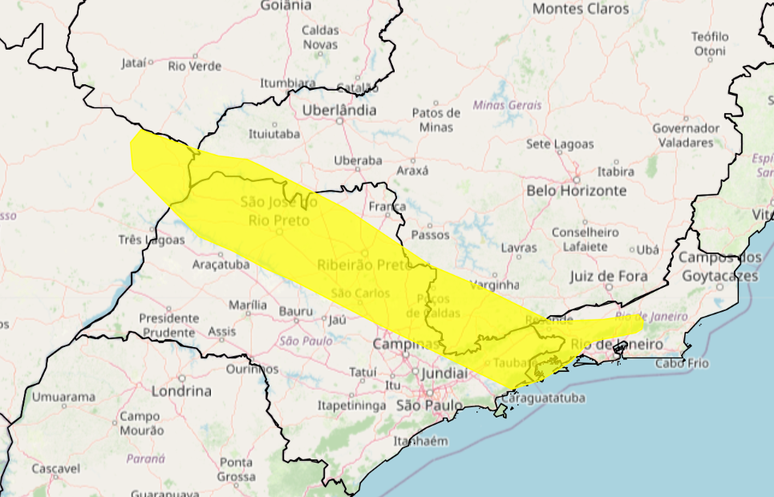 Mapa mostra os Estados em alerta para chuvas intensas