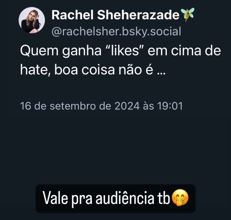 Rachel Sheherazade reage contra haters 