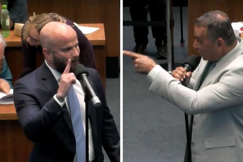 O deputado estadual Renato Machado (PT-RJ) e o bolsonarista Renan Jordy (PL-RJ) discutiram durante uma sessão ordinária na Assembleia Legislativa do Rio de Janeiro (Alerj) 