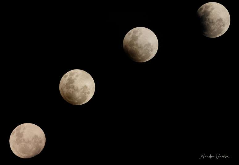 Registro do eclipse lunar visto da cidade de Porto Belo (SC)