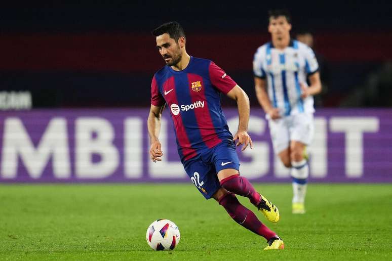 Ilkay Gundogan (Barcelona) em ação durante jogo contra o Real Sociedad, no dia 13.05.2024 