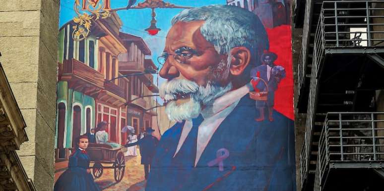 Detalhe do mural dedicado a Machado de Assis na ABL