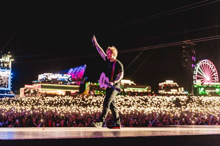 Ed Sheeran em show no Rock In Rio Lisboa 2024. Cantor se apresenta no Rock in Rio nesta quinta-feira, 19