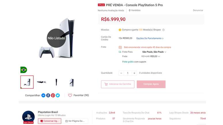 Será este o preço de venda do PS5 Pro no Brasil?