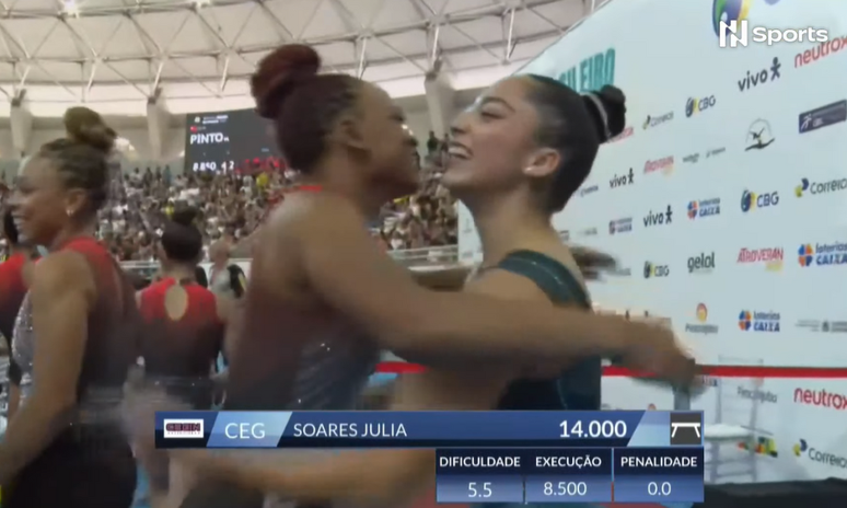 Rebeca Andrade e Júlia Soares Campeonato Brasileiro de Ginástica Artística 2024 Foto: Reprodução/NSports