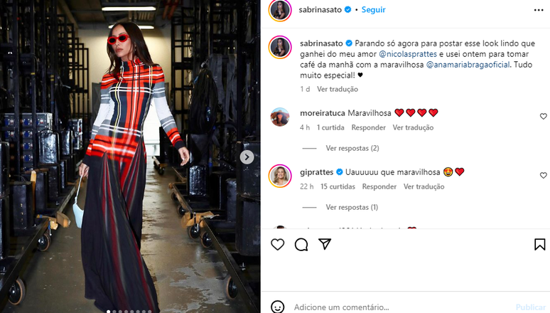 Sabrina Sato usou vestido dado por Nicolas Prattes 