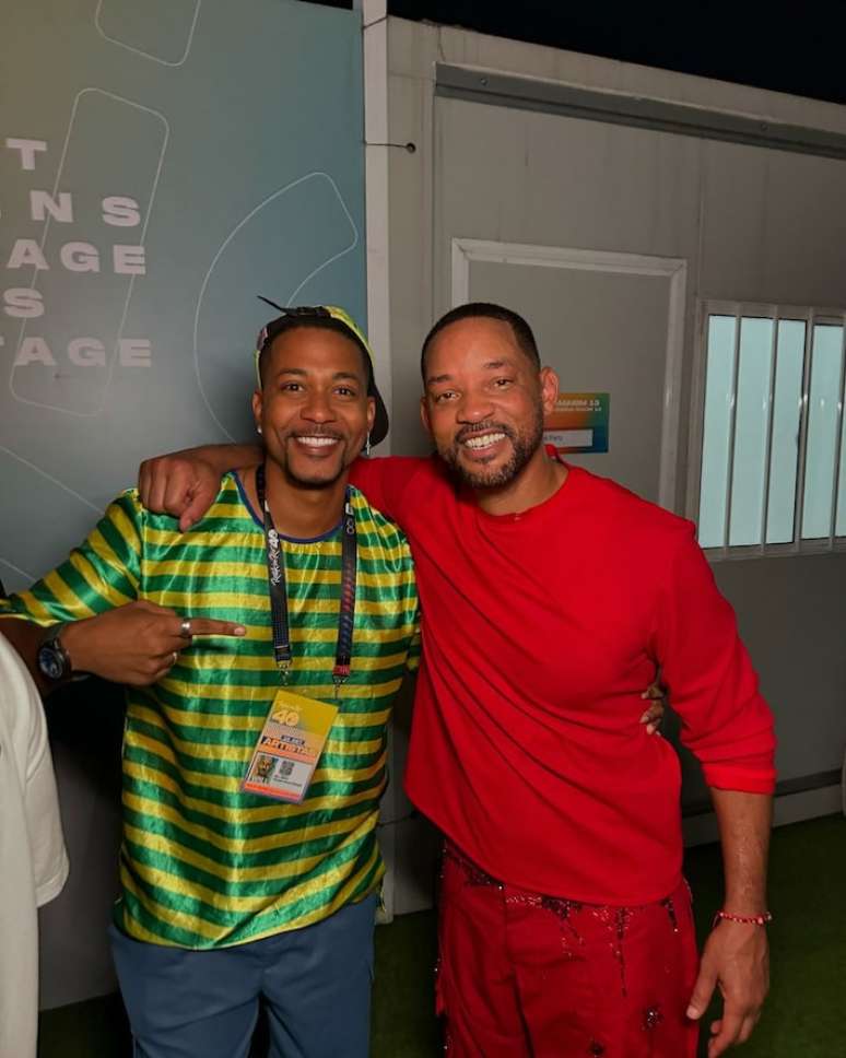 Naio Barreto, o 'Will Baiano', ao lado do Will Smith original. Ator veio ao Brasil para show no Rock in Rio e gravou com Luciano Huck.