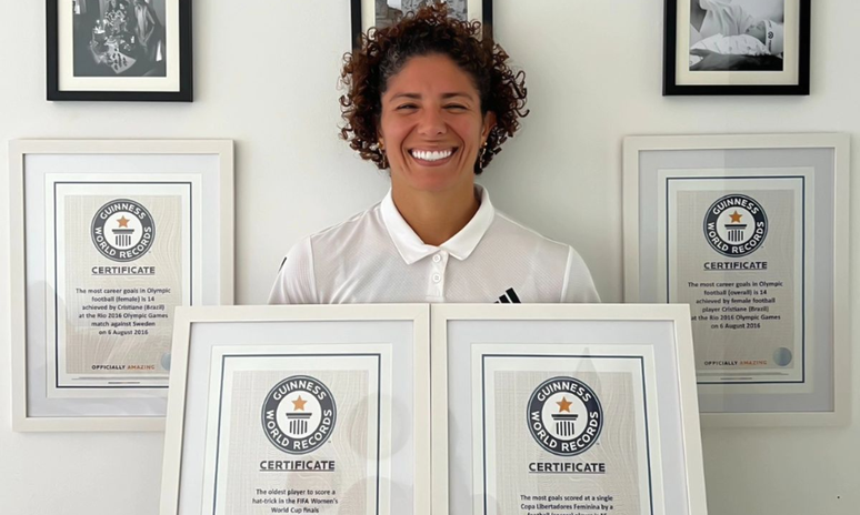 Em Copas do Mundo, o feito de Cristiane que entrou para o Guinness World Records foi a sua atuação de gala contra a Jamaica em 2019