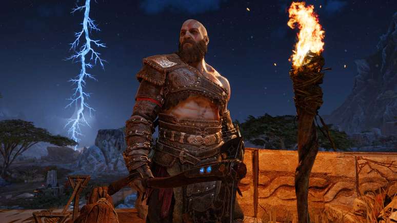 Kratos em God of War Ragnarok na versão para PC