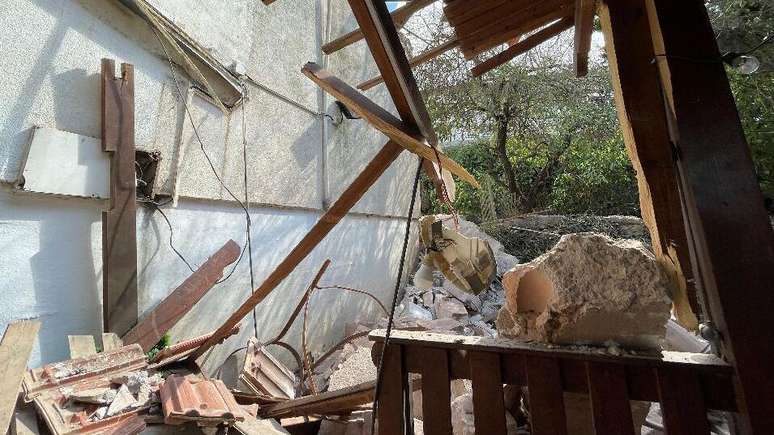 Esta casa foi destruída por um foguete em Givat Avni, no norte de Israel