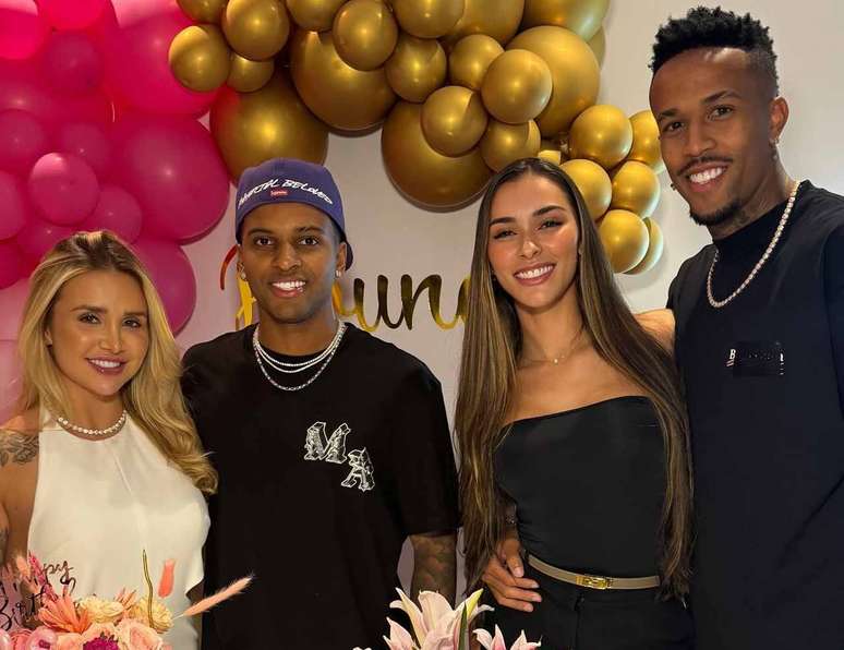 Bruna, Rodrigo, Tainá e Militão: o quarteto na festa de aniversário do Rotta -