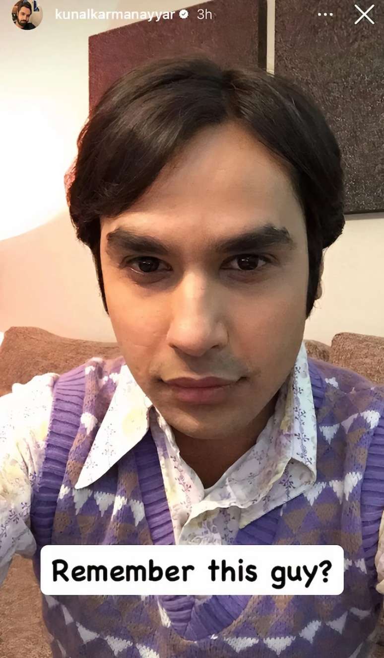 Kunal Nayyar publicou foto com traje de Raj acompanhada pela pergunta 'lembra deste cara?'