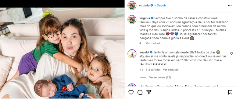 Virginia Fonseca postou foto com os filhos 