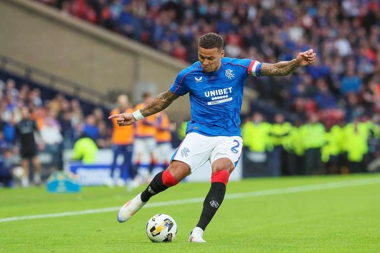 James Tavernier (Rangers) durante jogo contra o Dynamo Kyiv, no dia 13.08.2024 