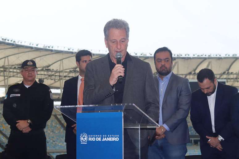 Rodolfo Landim, presidente do Flamengo, durante o evento, no Maracanã –