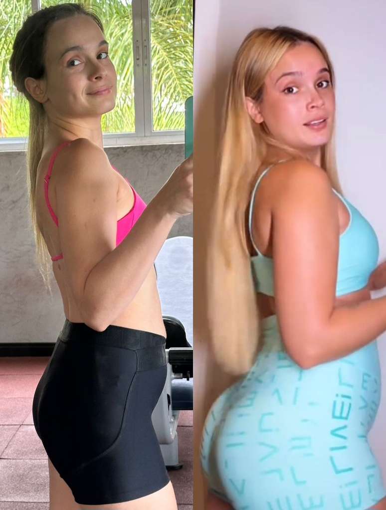 Stefany Enes antes e depois do início das atividades físicas (Fotos: Arquivo pessoal)