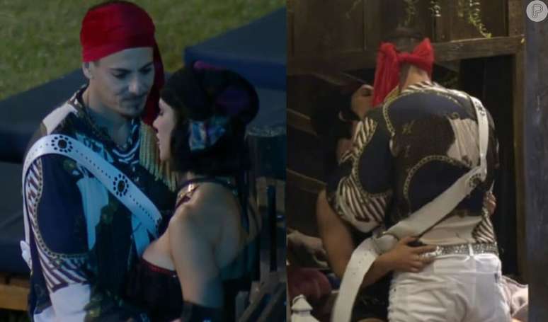 Larissa Tom&aacute;sia e Sacha Bali protagonizam o primeiro beijo de 'A Fazenda 16'.