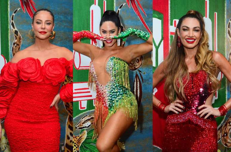 Paolla Oliveira, Isabelle Nogueira e Patrícia Poeta estiveram na festa da Grande Rio 