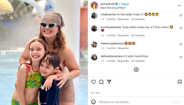 Mari Bridi publicou registros com os filhos 