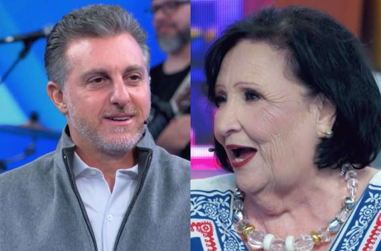 Luciano Huck brincou com Dona Déa (Imagens: Reprodução - Globo / Montagem - RD1)