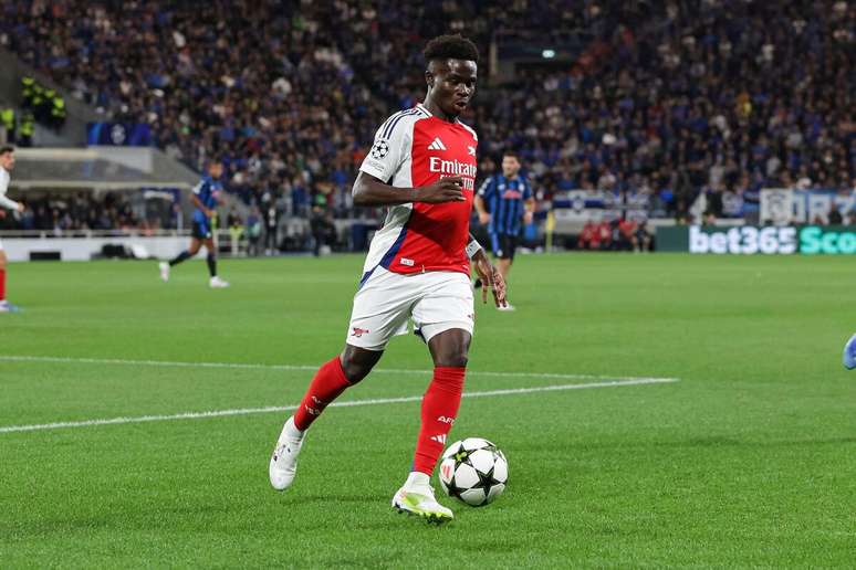 Bukayo Saka (Arsenal) durante jogo contra a Atalanta, no dia 19.09.2024 