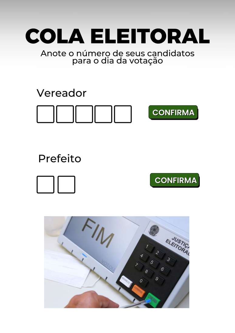 Cola eleitoral com a ordem da votação nas eleições municipais 