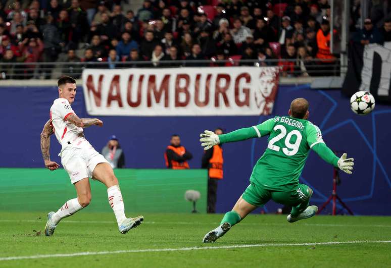 Sesko fez dois e foi bem no ataque do Leipzig – Maja Hitij/Getty Images