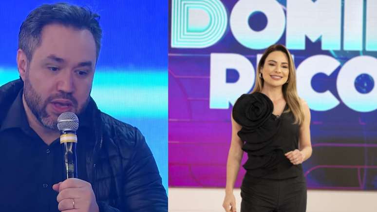 Rafael Perantunes e Rachel Sheherazade no 'Domingo Record'