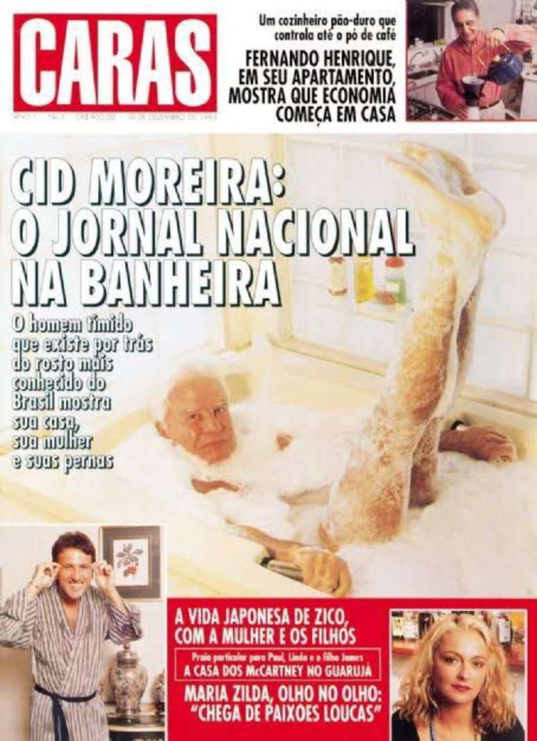 Olha a flexibilidade dele! Na época com 66 anos, Cid Moreira surpreendeu ao surgir com ousadia na capa da revista de celebridades