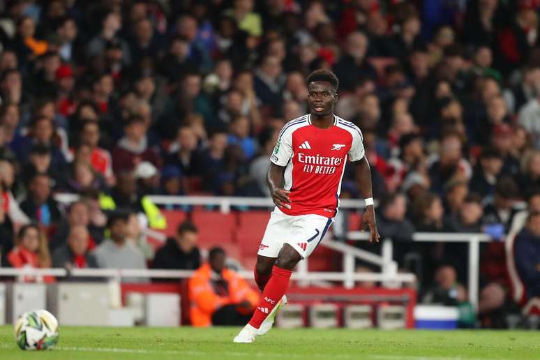 Bukayo Saka (Arsenal) durante jogo contra o Bolton, no dia 25.09.2024 