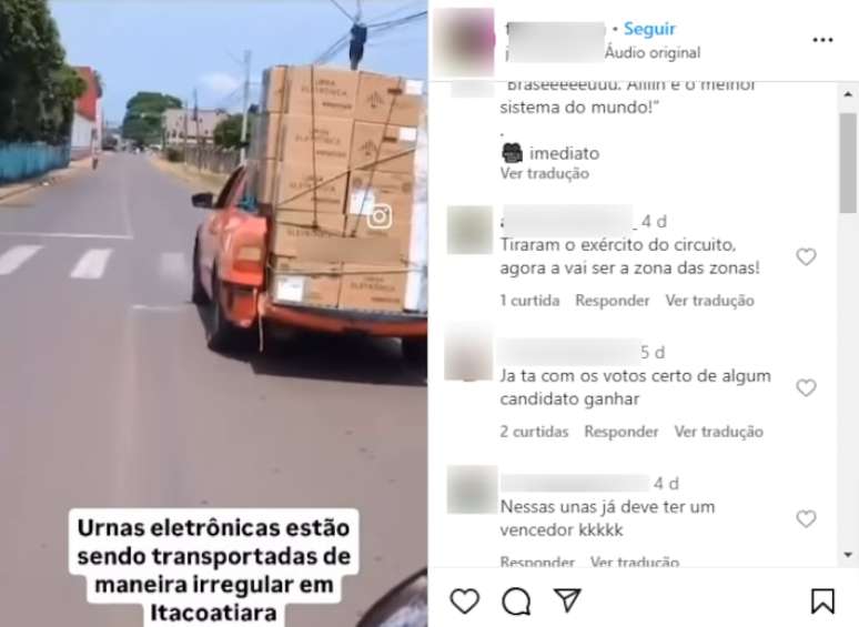 Captura de tela da postagem verificada