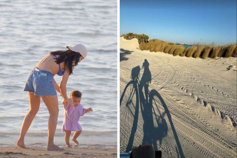 Bruna compartilhou fotos no resort, ao lado de Mavie e passeando de bicicleta