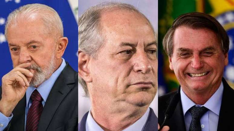 Luiz Inácio Lula da Silva (esq), Ciro Gomes (centro) e Jair Bolsonaro (dir).