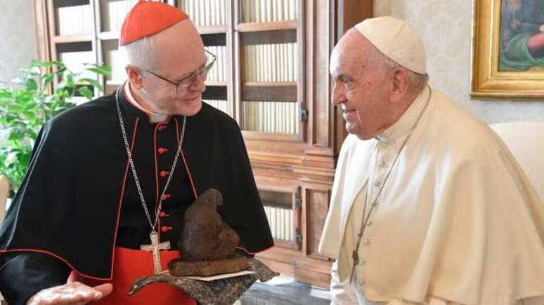 O cardeal arcebispo de São Paulo, Dom Odilo Scherer, e o Papa Francisco