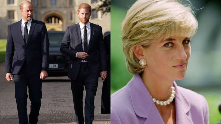 Os príncipes William e Harry e a mãe, a princesa Diana