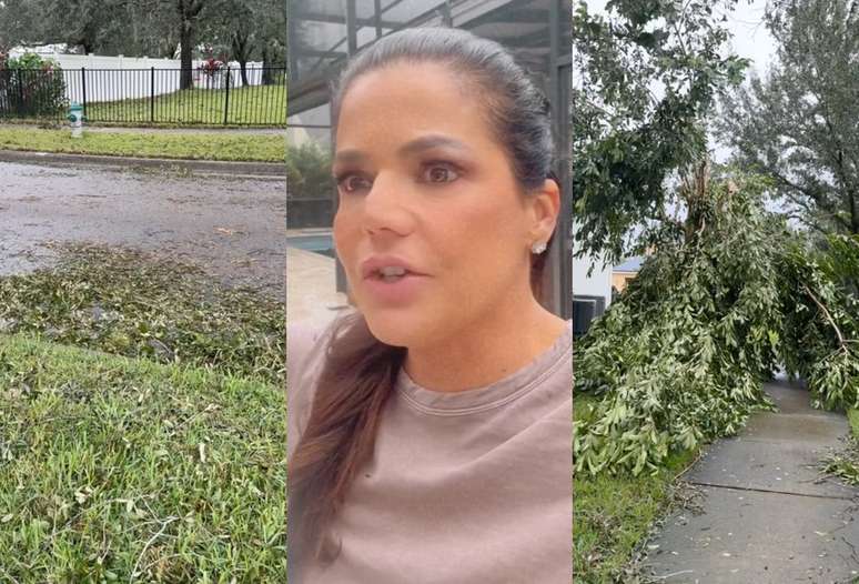 After the hurricane, Nivea Stelmann shows the state of the apartment building where she lives