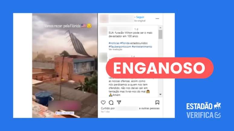 Postagem engana ao compilar v&iacute;deos antigos para associar ao furac&atilde;o Milton