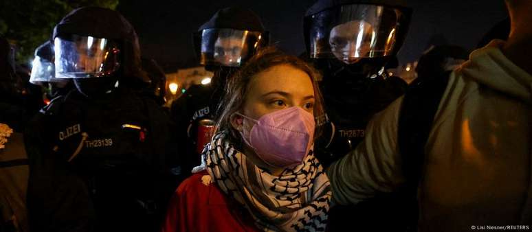 Greta Thunberg participou de protestos pró-palestinos em Berlim nesta semana