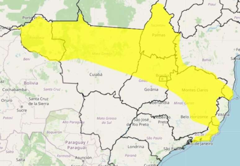 Inmet emite alerta amarelo para tempestade e chuvas intensas.