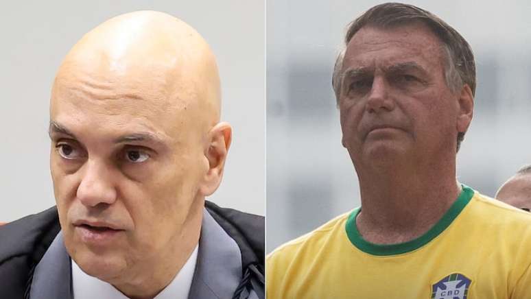 O ministro do Supremo Tribunal Federal (STF) Alexandre de Moraes e o ex-presidente Jair Bolsonaro