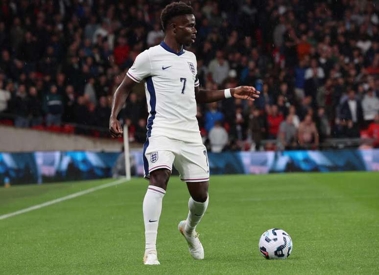 Bukayo Saka (Inglaterra) durante jogo contra a Finlândia, no dia 10.09.2024