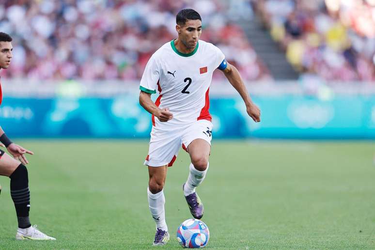 Achraf Hakimi (Marrocos) durante jogo contra o Egito, no dia 08.08.2024 