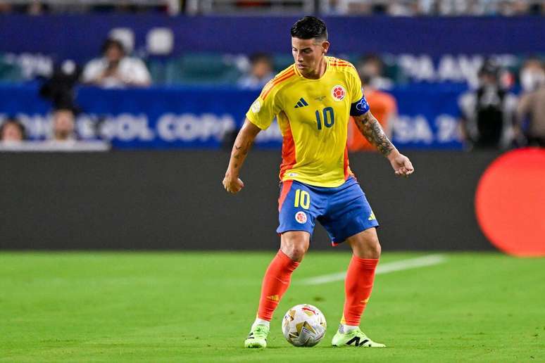 James Rodríguez (Colômbia) durante jogo contra a Argentina, no dia 15.07.2024