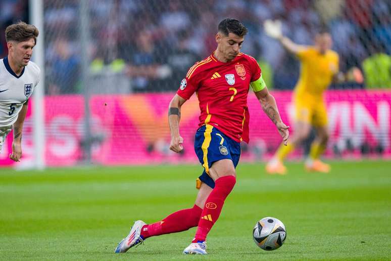 Álvaro Morata (Espanha) durante jogo contra a Inglaterra, no dia 14.07.2024