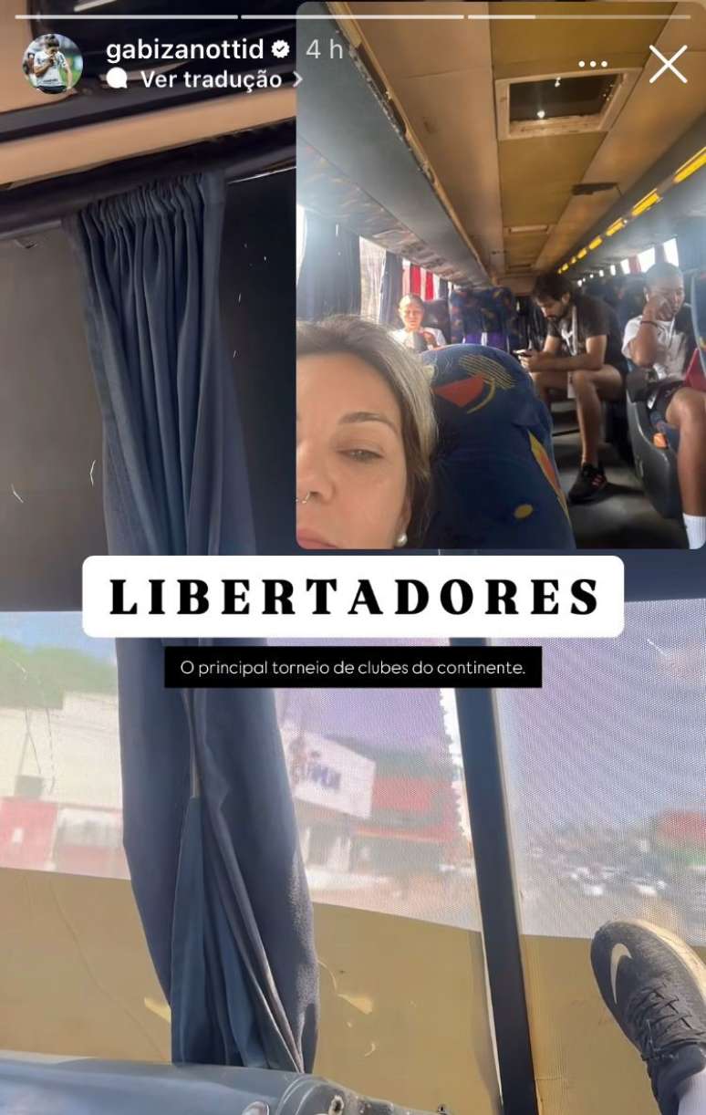 Gabi Zanotti menunjukkan ketidakpeduliannya terhadap bus yang digunakan Corinthians di Libertadores