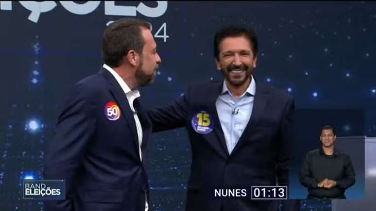 Abraço entre Nunes e Boulos no debate da Band