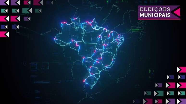 Ilustração com mapa do Brasil e logo da cobertura de Eleições Municipais da BBC