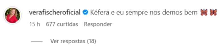 Vera Fischer desmente briga com Kéfera