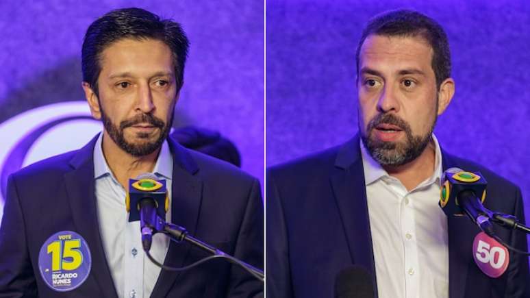 Ricardo Nunes e Guilherme Boulos no debate da Band, o primeiro do segundo turno